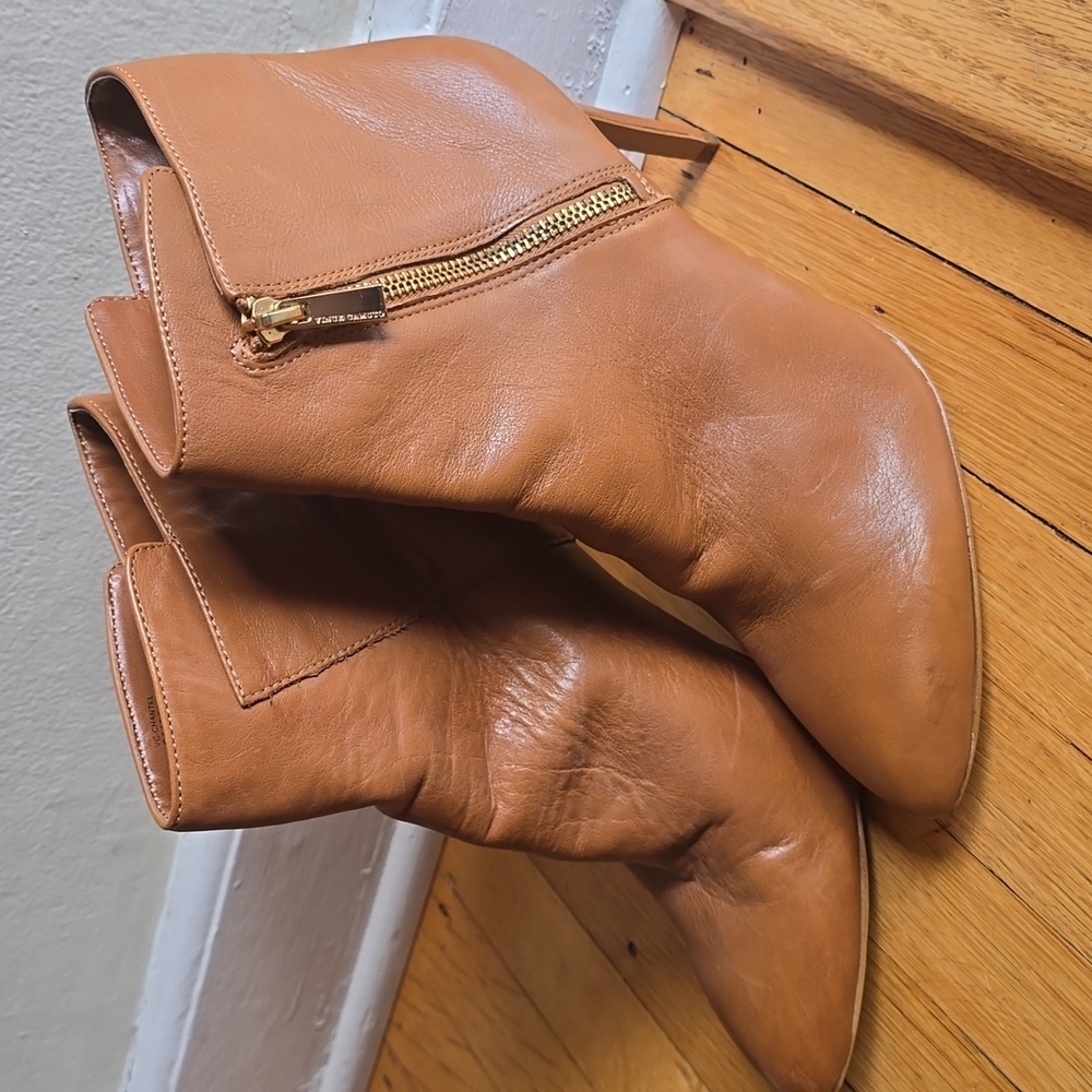 Vince Camuto, Chantel Leather Ankle Boots​, Brown, Women's 9.5